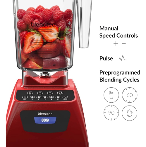 Blendtec Classic 575 Blender, 90 oz WildSide+,- Poppy Red -Open Box