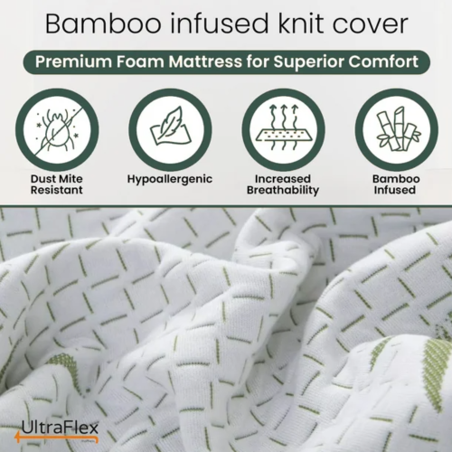 UltraFlex RestEasy Gel-Infused Foam Mattress, Ideal for Bunk Beds, Trundle Beds, Caravans, RV, Bamboo Feel, CertiPUR-US® Certified, Medium Firm,(Made