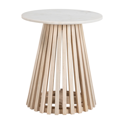 Mazara Side Table White & Natural