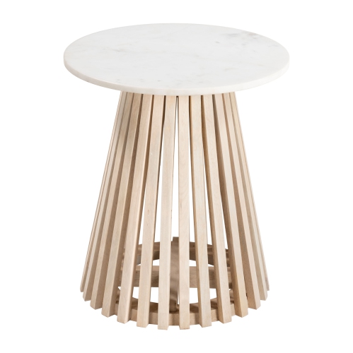 Mazara Side Table White & Natural