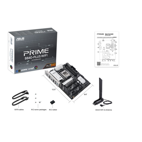ASUS Prime B840-Plus Wi-Fi 6E ATX AM5 DDR5 Motherboard for AMD Ryzen 9000 & 8000 & 7000 Series CPUs