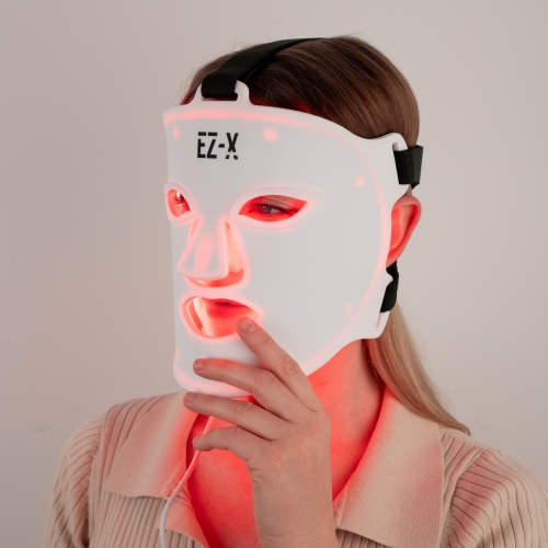 EZ-X Pro LED Mask - 4 color LED Light Therapy Face Mask for Anti Aging, Skin Tone & Acne- Infrared, Blue, Yellow & Red Light Therapy for Face- 240