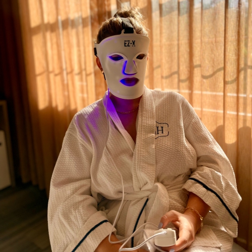 EZ-X Pro LED Mask - 4 color LED Light Therapy Face Mask for Anti Aging, Skin Tone & Acne- Infrared, Blue, Yellow & Red Light Therapy for Face- 240