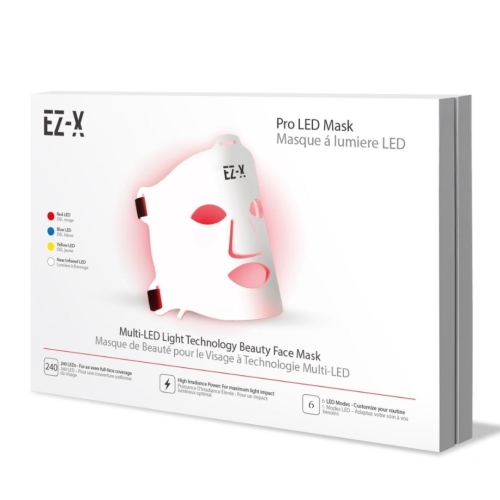 EZ-X Pro LED Mask - 4 color LED Light Therapy Face Mask for Anti Aging, Skin Tone & Acne- Infrared, Blue, Yellow & Red Light Therapy for Face- 240