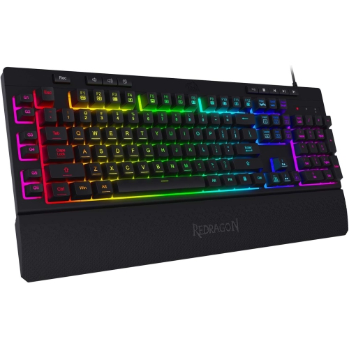 REDRAGON  K512 Shiva RGB Backlit Membrane Gaming Keyboard w Multimedia Keys, Quiet Keyboard, 6 Extra On-Board Macro Keys, Dedicated Media Control