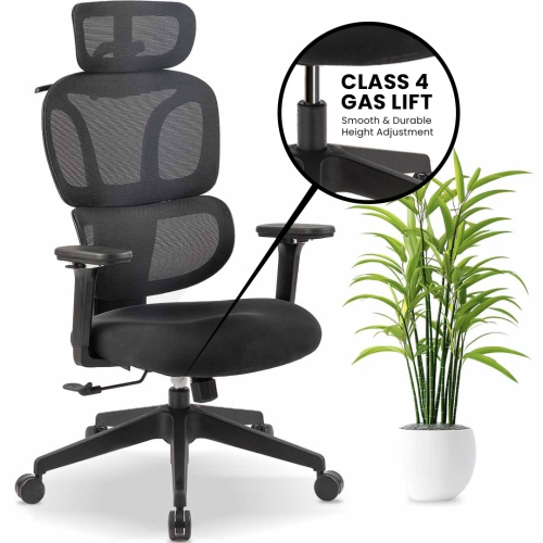 Image 1 of 6.. MotionGrey Mellow Ergonomic Office Chair-Comfy High Mesh Back Support with Adjustable Armrests-Black Desk Computer Chairs Perfect for Home Gaming and