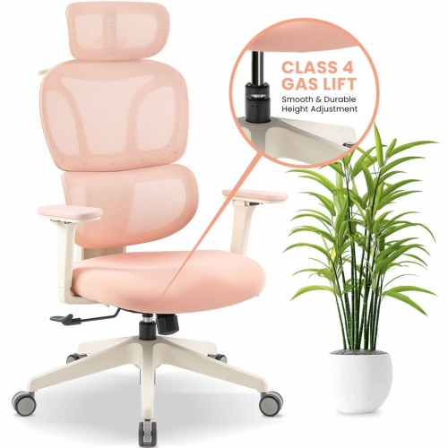 Image 1 of 6.. MotionGrey Mellow Ergonomic Office Chair-Comfy High Mesh Back Support with Adjustable Armrests - Pink Desk Computer Chairs Perfect for Home Gaming
