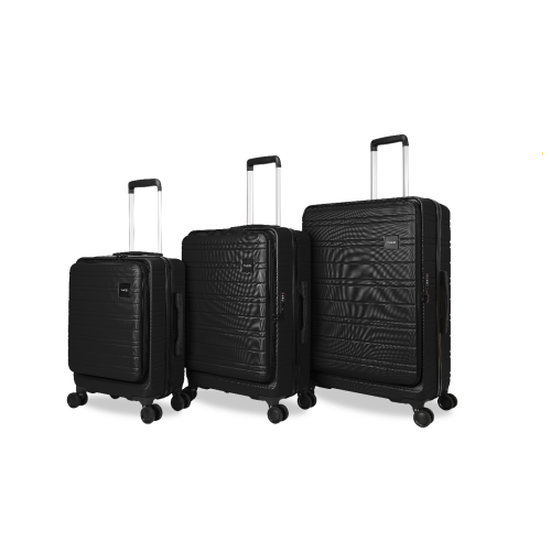 TUCCI ITALY CIRCOLO 3PC LUGGAGE SET EXPANDABLE-BLACK