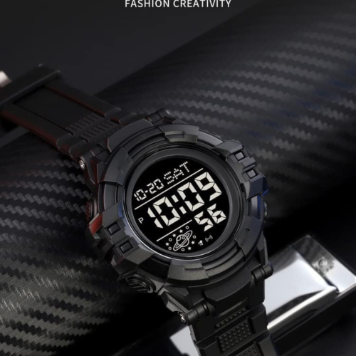 Men Sport Watch Countdown Stopwatch Watch Mens Wrist Watch Waterproof LED Electronic Digital Male Watch 12/24 Hour Multifunctional Watch, C Black,