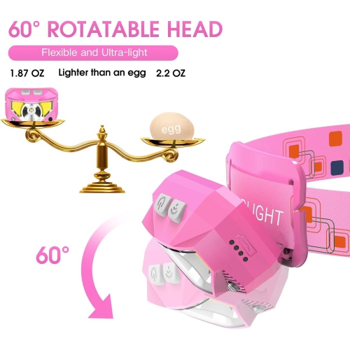 Lampe frontale de Petginhome 8 mode pour randonnée en camping extérieur, lampe frontale rechargeable LED ultralégère de 1200 lumens avec lumière