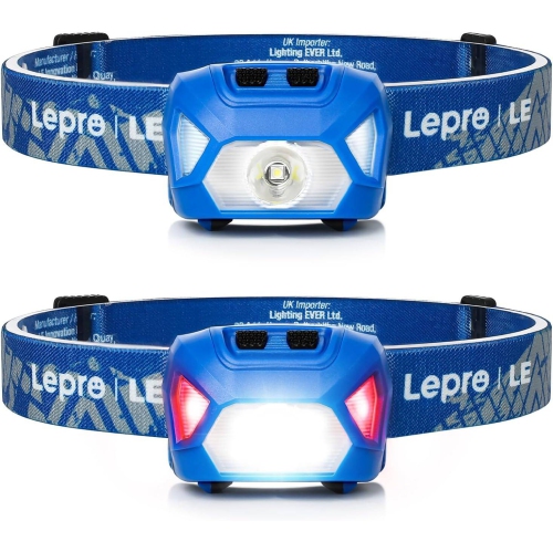Petginhome Headlamp 2-Pack, 1300 Lux Ultra-Light Bright LED Headlights with White Red Light, 6 Modes Waterproof Head Flashlight for Camping Running