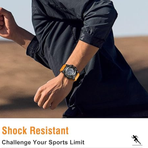 Watches for Men Digital Sport Outdoor Mens Watches 5ATM Waterproof Large Numbers Men's Watch with Resin Strap Military LED Backlight Montre Homme