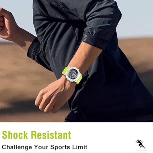 Watches for Men Digital Sport Outdoor Mens Watches 5ATM Waterproof Large Numbers Men's Watch with Resin Strap Military LED Backlight Montre Homme