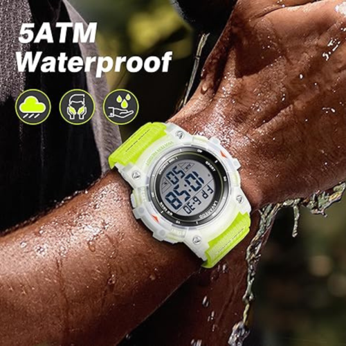 Watches for Men Digital Sport Outdoor Mens Watches 5ATM Waterproof Large Numbers Men's Watch with Resin Strap Military LED Backlight Montre Homme