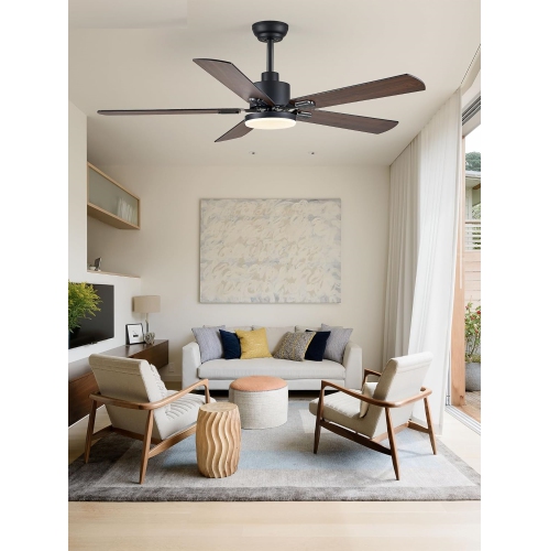 PROMO 2 Pack 52" Ceiling Fans with Lights, Black Modern Ceiling Fan with Remote, Farmhouse Indoor Ceiling Fan with Dual Finish Blades, Quiet & Strong