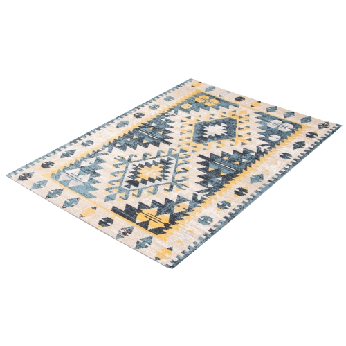 Aqua Gypsy Ivory Polyester Rug 3'0" x 5'0"