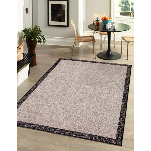 Sisal Classic Silver/Black Polypropylene Rug 5'3" x 7'7"