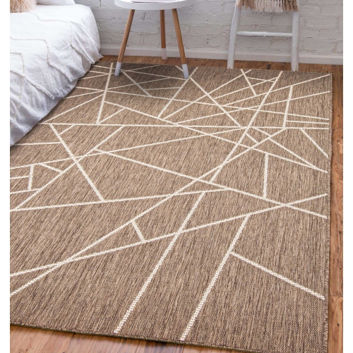 Sisal Abstract Taupe-Champagne Polypropylene Rug 5'3" x 7'7"