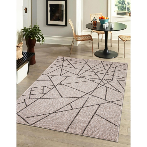 Sisal Abstract Silver-Black Polypropylene Rug 7'10" x 10'2"