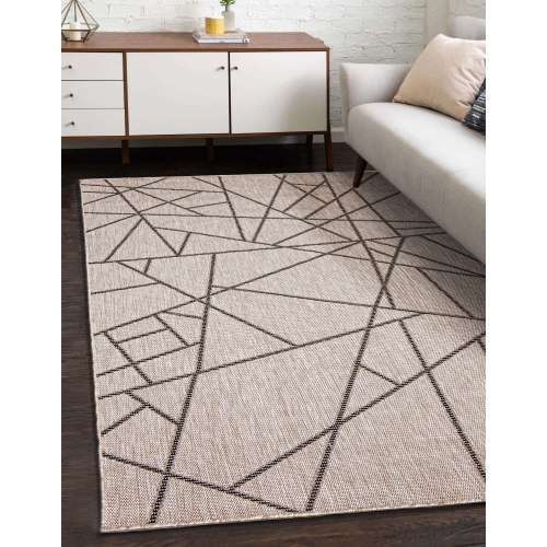 Sisal Abstract Silver-Black Polypropylene Rug 7'10" x 10'2"