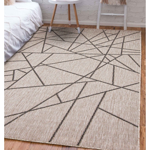 Sisal Abstract Silver-Black Polypropylene Rug 7'10" x 10'2"