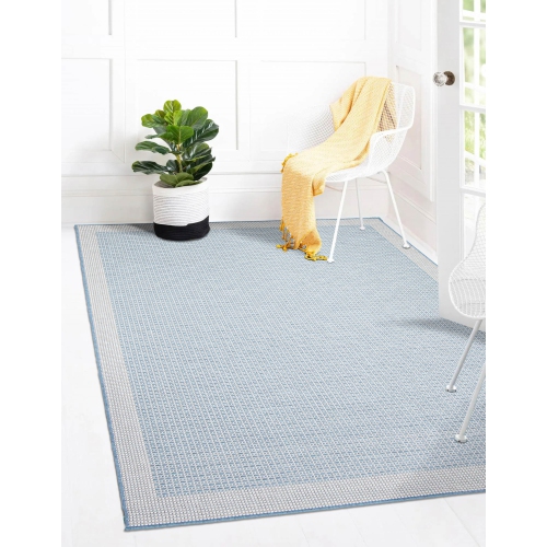 Veranda Diamond Blue Polypropylene Rug 6'7" x 9'6"