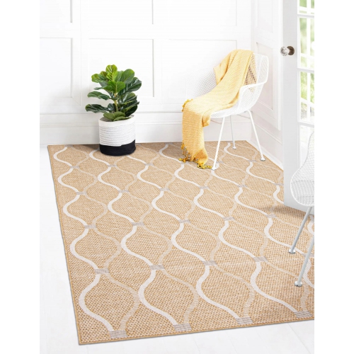 Veranda Diamond Blue Polypropylene Rug 6'7" x 9'6"