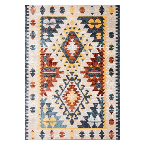 ALFRESCO DECOR  Aqua Gypsy Polyester Rug 3'0" X 5'0" In Ivory