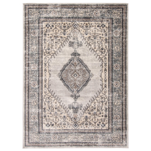 Oregon Tabriz Grey/Cream Polypropylene Rug 5'3" x 7'3"