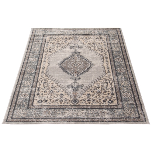 Oregon Tabriz Grey/Cream Polypropylene Rug 5'3" x 7'3"
