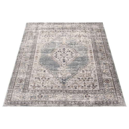 Oregon Tabriz Grey/Cream Polypropylene Rug 5'3" x 7'3"