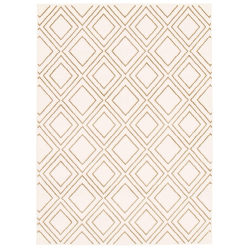 ALFRESCO DECOR  Ambiance Geod White/tan Microfiber Rug 5'3" X 7'3"
