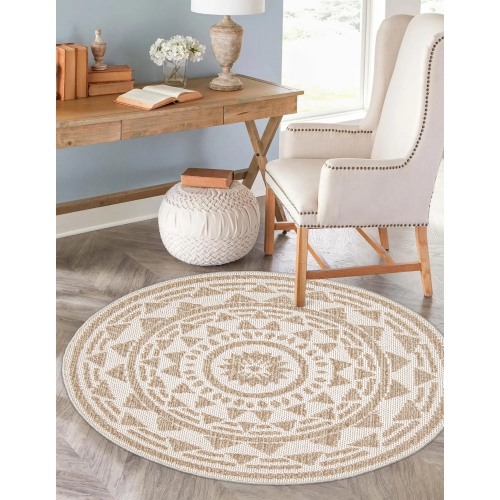 Finley Taupe, Taupe Polypropylene Rug 6'3" x 6'3"
