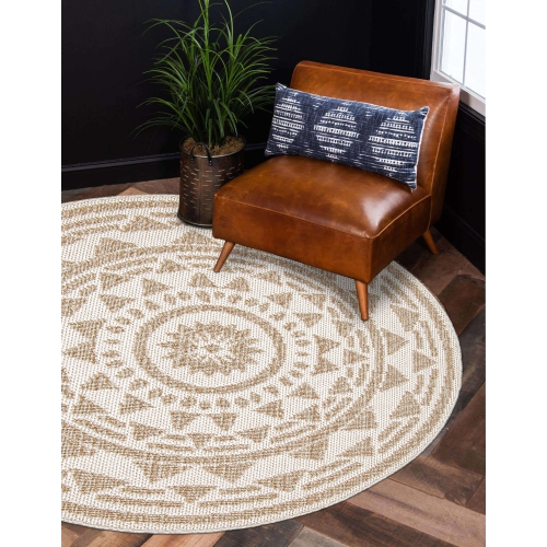 Finley Taupe, Taupe Polypropylene Rug 6'3" x 6'3"