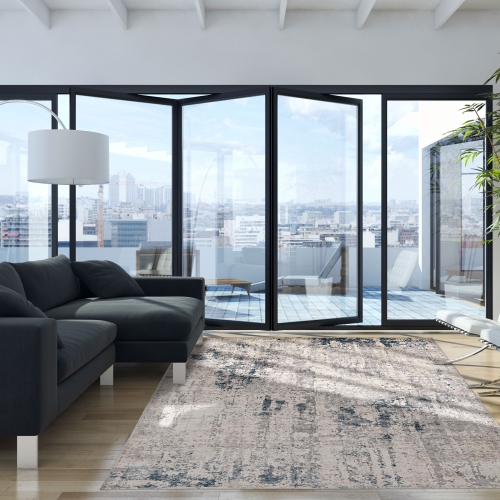 Everly Grey Polypropylene Rug 5'3" x 7'3"