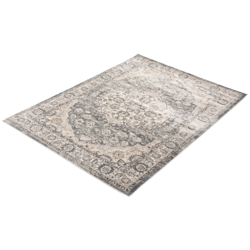 Oregon Tabriz Grey/Cream Polypropylene Rug 5'3" x 7'3"