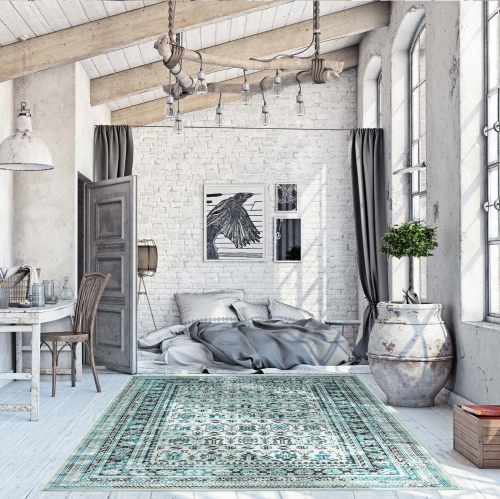 Wilby Blue Polypropylene Rug 3'11" x 5'7"