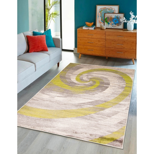 Cora Ivory/Gold Polypropylene Rug 5'3" x 7'3"