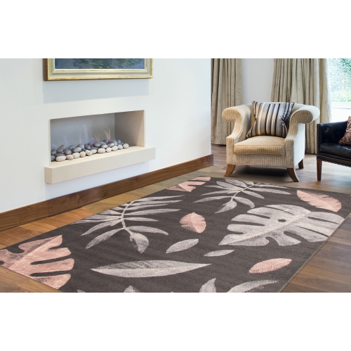 Presly Cream/Pink Polypropylene Rug 5'3" x 7'3"