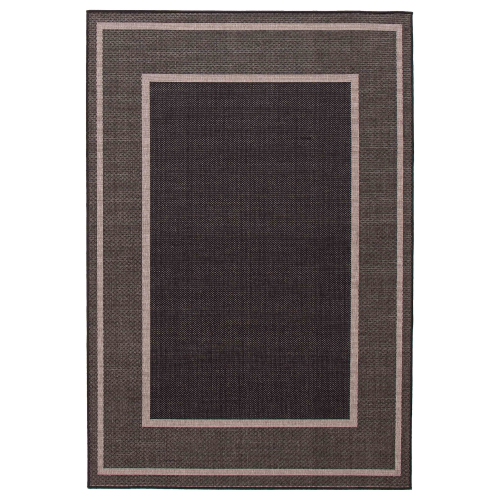 ALFRESCO DECOR  Jute Natura Black Polypropylene Rug 5'3" X 7'7" In Grey