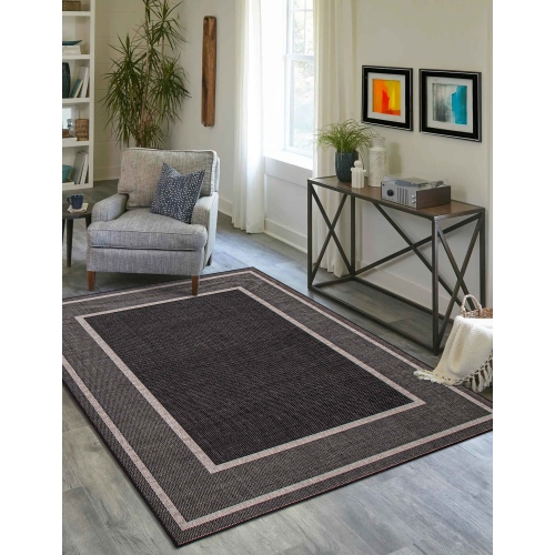 Jute Natura Black, Grey Polypropylene Rug 5'3" x 7'7"