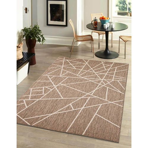 Sisal Abstract Taupe-Champagne Polypropylene Rug 5'3" x 7'7"