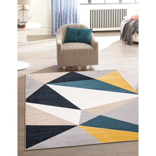 Aqua Gypsy Ivory Polyester Rug 3'0" x 5'0"