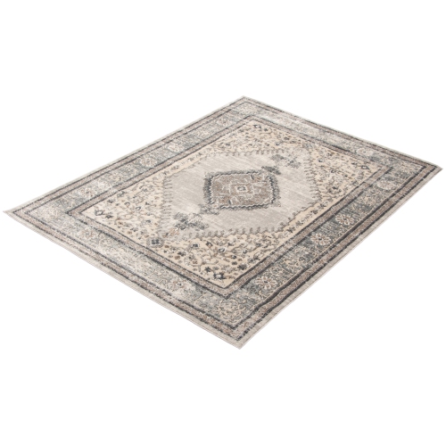 Oregon Tabriz Grey/Cream Polypropylene Rug 5'3" x 7'3"