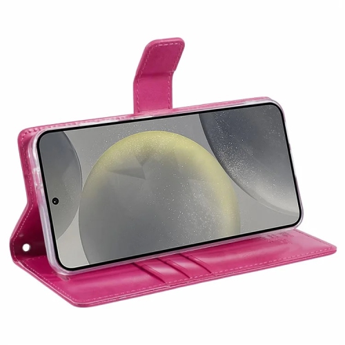 TopSave Goospery BLUEMOON Card Slot w/Magnetic Clip Leather Folio Wallet Flip For Samsung Galaxy A16 5G 6.7-inch, Hot Pink