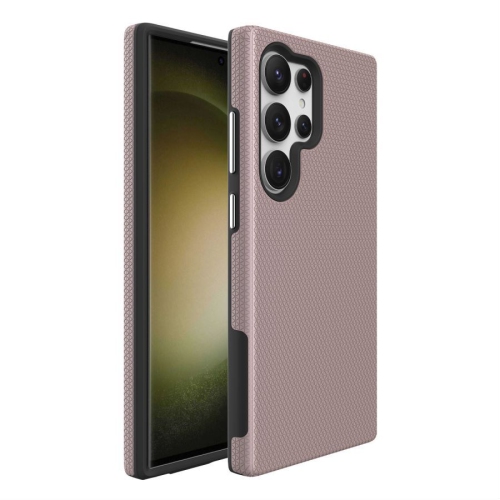 TopSave Triangle Pattern PC Back+Inner TPU Dual Layer Hybrid Rugged Armor Case For Samsung Galaxy S25 Ultra 6.9-inch, Rose Gold