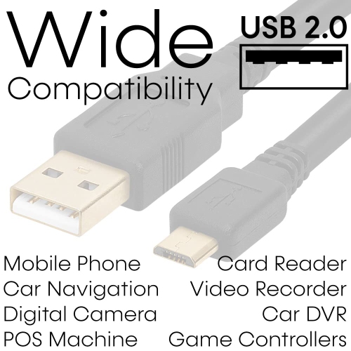 Cmple – Câble micro USB 3 pi Câble de recharge micro USB Câble de synchronisation de données USB vers USB mâle vers mâle pour portable, PC,