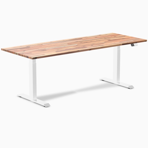 Desky Dual Softwood Sit-Stand Desk - 80" Acacia Top Dual Motor Height Range up to 49.2" White Frame