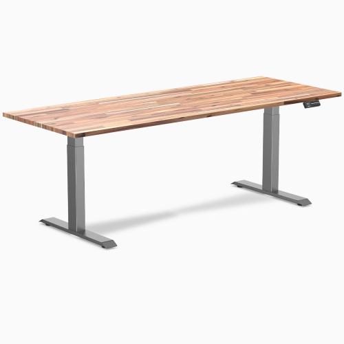 DESKY  Dual Softwood Sit-Stand Desk - 80" Acacia Top Dual Motor Height Range Up to 49.2" Space Frame In Grey