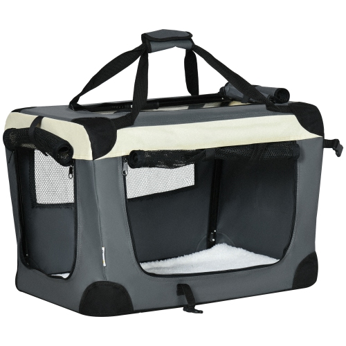 PawHut – Porte-bébé pliable de 24&nbsp;po, porte-chat portatif avec tapis amovible, filet perméable à l'air, caisse de voyage souple pour chats et ch
